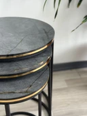 Beren 3lü Zigon Sehpa C Sehpa Yan Sehpa Sehpa Takımı Salon Oturma Salonu Ofis - 3
