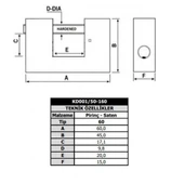Kale KD001/50-160 60 mm prinç kayar milli pimli saten asma kilit thumbnail 4