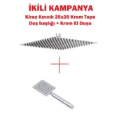 Kireç kırıcılı 304 kalite paslanmaz 25x25 KROM düz duş başlığı tepe duş başlığı - 1