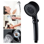 Süper Tazyik Arttırıcı Pervaneli 5 Fonksiyonlu Start Stoplu Siyah Duş Başlığı - 3
