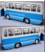 Oyuncak Işıklı Sesli 1/36 Çek Bırak Mavi Halk Otobüsü - 3