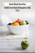 Akrilik Barok Beyaz Büyük Kare Meyve & Salata Kasesi & Karıştırma Kabı / 3,3 Lt  (CAM DEĞİLDİR) - 1