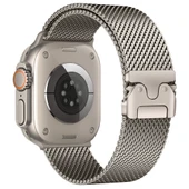Apple Watch 7/8/9 45mm Kordon Titanyum Kelebek Klipsli Milano Loop 121 - 9