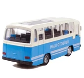 Oyuncak Işıklı Sesli 1/36 Çek Bırak Mavi Halk Otobüsü - 2