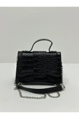 Siyah Krokodil Desen Kadın Omuz Çantası thumbnail 4