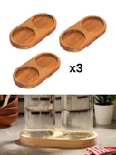 Çok Fonksiyonlu Ahşap Yağlık Altı / Sunumluk / Çerezlik 2 Bölmeli 3 Adet - 1