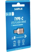Sunix 64 Gb Typ-C ve Usb 3.0 Hızllı Otg Flah Bellek Gri thumbnail 3