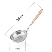 Paslanmaz Çelik Patates Biber Patlıcan Kabak Kızartma Makarna Delikli Süzgeci Kevgiri Kaşığı Kepçesi - 3