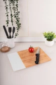Flora Cam Kesme Tahtası, Temperli Isıya Kırılmaya Dayanıklı Cam Kesim Panosu Ahşap Desen 25x35 cm - 1