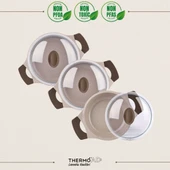 ThermoAD | 9 parça Tava ve Sahan Seti | Graneu Serisi | Vizon - 3
