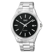 Q&Q A484J202Y Siyah Gümüş Çelik Kordonlu Takvimli Erkek Kol Saati thumbnail 1