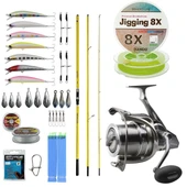 YekOutdoor Yüksek Performans Okuma Olta Seti Okuma Makaira Surf 4,50 cm 100-250 3 Parça Yellow Surf Kamışı&Okuma SURF-8K Olta Makinesi thumbnail 1