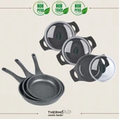 ThermoAD | 9 parça Tava ve Sahan Seti | Graneu Serisi | Gri - 1