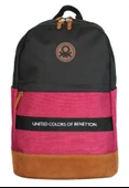 United Colors Of Benetton Üç Bölmeli Retro Erkek Çocuk Sırt Çantası - Siyah-Kırmızı - Günlük Okul Seyahat thumbnail 1