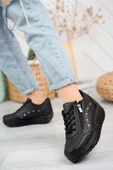 Albishoes Kadın Yüksek Taban 3 CM Fermuarlı Şık Günlük Dört Mevsim Hafif Rahat Sneaker Spor Ayakkabı - 3