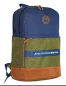 United Colors Of Benetton Üç Bölmeli Retro Erkek Çocuk Sırt Çantası - Lacivert Yeşil - Günlük Okul Seyahat thumbnail 2