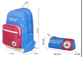 United Colors of Benetton Tricolor Dört Bölmeli Erkek Çocuk Sırt Çantası ve Kalemlik Seti - Mavi-Kırmızı thumbnail 2