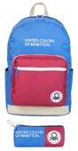 United Colors of Benetton Tricolor Dört Bölmeli Erkek Çocuk Sırt Çantası ve Kalemlik Seti - Mavi-Kırmızı thumbnail 1