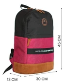 United Colors Of Benetton Üç Bölmeli Retro Erkek Çocuk Sırt Çantası - Siyah-Kırmızı - Günlük Okul Seyahat thumbnail 3