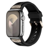 Apple Watch 44/45/46/49mm Kordon Delikli Metal Süslemeli Desenli Silikon Band 117 2/3/4/5/6/se/7/8/9/10/11/ultra - 3