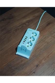 Premio 3 lü Temassız Hızlı Şarj 4 USB' Li 1 TYP-C Girişli Grup Priz Beyaz Renk - 1