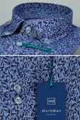 WORKMAN Modern Desenli Slim Fit Mavi Gömlek thumbnail 2