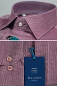 WORKMAN Premier Geometrik Desenli Slim Fit Bordo Gömlek - 2