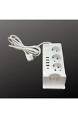 Premio 3 lü Temassız Hızlı Şarj 4 USB' Li 1 TYP-C Girişli Grup Priz Beyaz Renk - 3