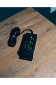 Premio 3 lü Temassız Hızlı Şarj 4 USB' Li 1 TYP-C Girişli Grup Priz Siyah Renk - 1