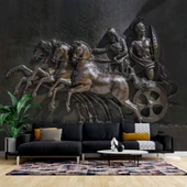 3 Boyutlu Kabartma Rofye Roma Atlı Şovalye Heykel Duvar Kağıdı thumbnail 1