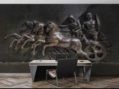3 Boyutlu Kabartma Rofye Roma Atlı Şovalye Heykel Duvar Kağıdı thumbnail 4
