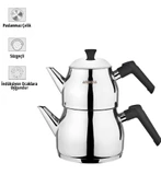 Amboss Cooper 3 Parça Paslanmaz Çelik Süzgeçli Çaydanlık Seti thumbnail 3