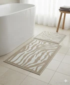 BANYO PASPASI 2'Lİ SET BASKILI ZEBRA BEJ thumbnail 1