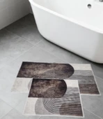 BANYO PASPASI 2'Lİ SET BASKILI ELİPS KAHVE thumbnail 1