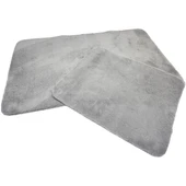 2 Lİ BANYO PASPASI KLOZET SET PUFF GRİ - 1