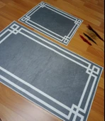2Lİ BANYO SETİ BASKILI LUNA GRİ - 4