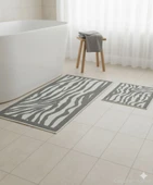 BANYO PASPASI 2'Lİ SET BASKILI ZEBRA GRİ thumbnail 1