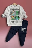 Minecraft Desenli Gri Renk Erkek Çocuk Eşofman Takım - 2