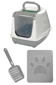 Kapalı Kedi Tuvaleti Standart Boy 50x39x38 Kürek ve Paspas  Gri - 1