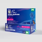 Flex tek kullanımlık pudrasız tpe eldiven 100'lü M-mavi - 1