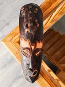 Ahşap Oyma Timsah Surat Mask Totem Aborjin Tipi Duvar Objesi Mindi Ağacı El Oyması 30 cm - 1