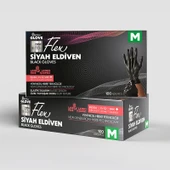 Flex tek kullanımlık pudrasız tpe eldiven 100'lü M-siyah - 1