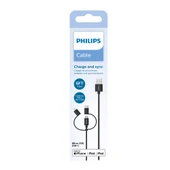 Philips MFI Apple Lisanslı İphone 16 3in1 Micro Usb-Lightining-Type-C Hızlı Şarj ve Data Kablosu 2m Siyah DLC3106T thumbnail 4