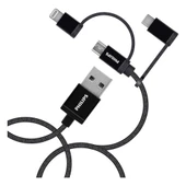 Philips MFI Apple Lisanslı İphone 16 3in1 Micro Usb-Lightining-Type-C Hızlı Şarj ve Data Kablosu 2m Siyah DLC3106T thumbnail 3