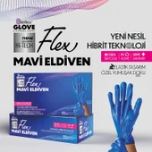 Flex tek kullanımlık pudrasız tpe eldiven 100'lü L-XL mavi - 2