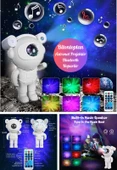 Yeni Nesil Bluetooth Hoparlörlü Astronot Yıldız Gezegen Projektörü Kumandalı Gece Lambası Büyük Boy - 1