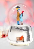 El Ele Tutuşan Aşıklar Kar Küresi Orta Boy Işıklı Müzikli 12cm - 3