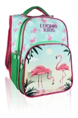 Lugmo Flamingo 3 Lü İlkokul Çanta Seti  Kız Çocuk Çantası Astarlı Pedli Yeşil-Pembe - 2