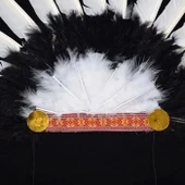 Kızılderili Başlığı Şapkası kırmızı beyaz - 4