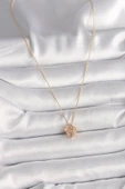 Pirinç Gold Renk 3D Zirkon Taşlı Elmas Model Kadın Kolye - TJ-BKO9829 - 2
